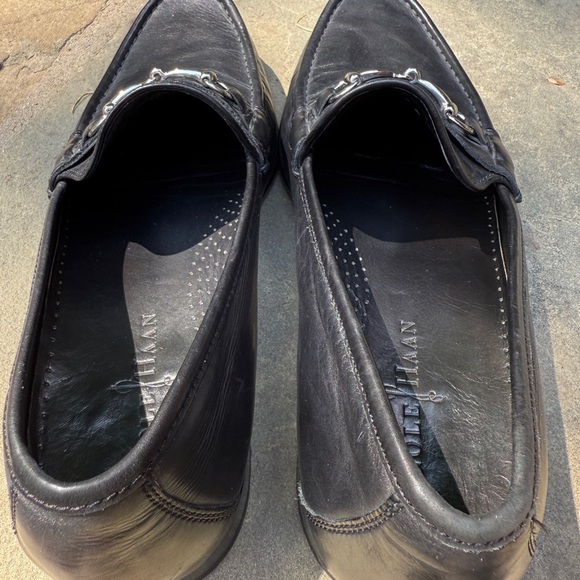 Cole Haan Black Slip-On Loafers with Silver Horsebit - Picture 8 of 12